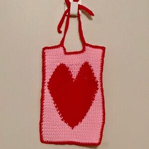 Hand Crocheted Heart Bib